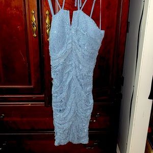 Dusty blue lace dress